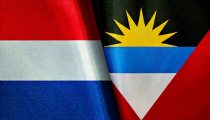 オランダの国旗とアンティグア・バーブーダの国旗(Netherlands flag & Antigua and Barbuda flag.)
