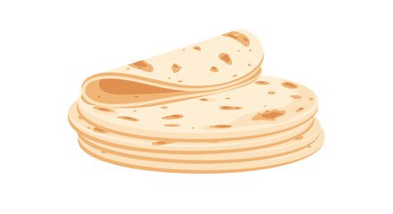 A stack of warm, soft flour tortillas with one folded on top, ready for filling and serving in a simple, inviting illustration.