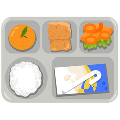 School Lunch Tray Food Illustration