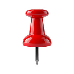 Crimson Pushpin: A vibrant red pushpin, meticulously crafted, stands alone, its sharp metal point poised for purpose, showcasing simplicity.