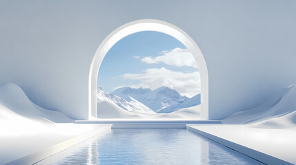 Minimalist Winter Mountain Pool View