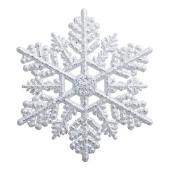 Winter's Elegant Embrace: A close-up view of an intricate, shimmering snowflake, embodying the delicate beauty and ephemeral charm of the winter season. 