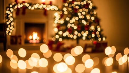 christmas tree with candles and lights Background 