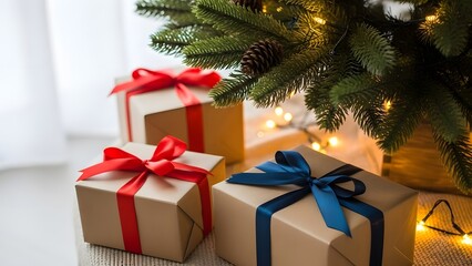 christmas tree with gift boxes Background 