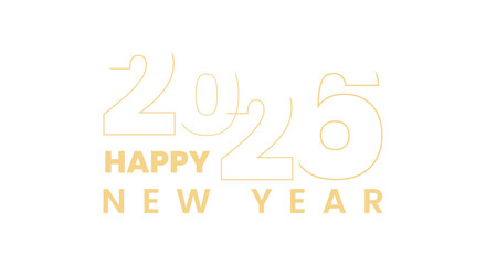 2026 happy new year celebration elegant golden text and outline numbers design Vector,new year gold text design, 2026 gold text logo design 