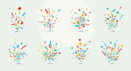 Colorful confetti bursts with transparent background