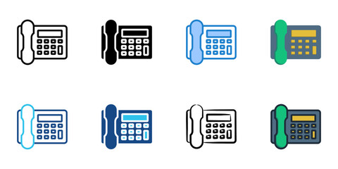Telephone icon set multiple style vector collection. Editable Stroke 
