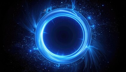 Ethereal blue ring with particles against deep space