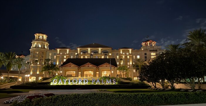 night view of the oGaylord Palms Resort, Orlando Florida