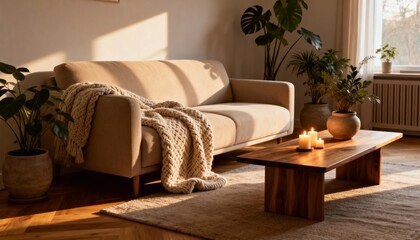 Cozy Scandinavian Minimalist Living Room Interior