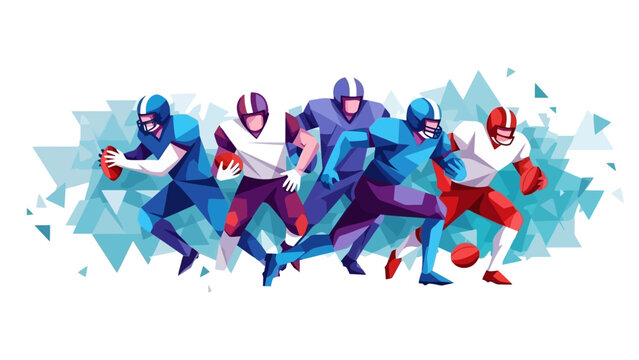 Dynamic Geometric American Football Players in Action, Sports Team Competition
