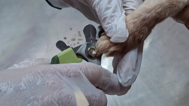 When using dog nail clippers, care must be taken to avoid cutting the "pink tissue" (quick) inside the nail, which contains blood vessels and nerves.