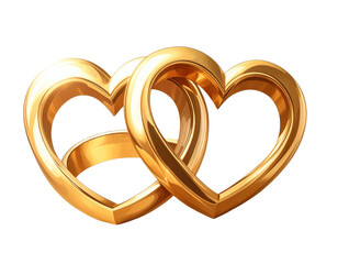 isolated heart shaped rings. realistic gold heart shaped rings for valentine's day an