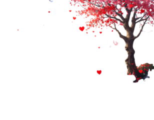 Love valentine background with red petals of hearts on transparent background. Vecto