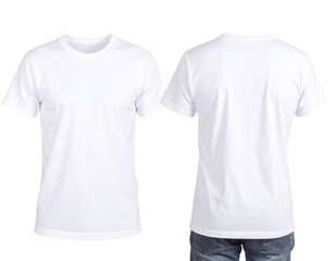 Mock up White t shirt front and back view, Ready for your mock up design transparent