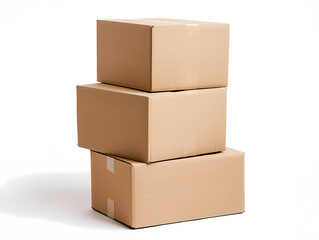 Obraz premium Stacked Cardboard Boxes on White Background