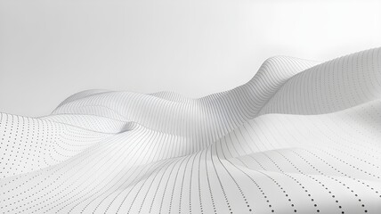 Abstract minimalist white surface featuring undulating topography defined by precise vertical dotted lines creating a clean modern digital landscape background