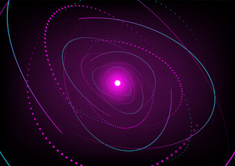 Abstract background with pink and blue dash circles elements