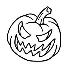 spooky Halloween jack-o'-lantern outline vector
