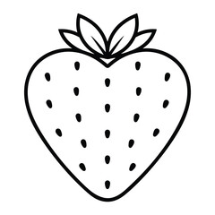 Strawberry Outline Icon – Clean Line Berry Fruit for Healthy Eating Graphics