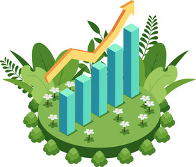 Isometric Sustainable Growth with Eco Financial Chart