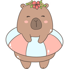 Kawaii Capibara Beach Summer
