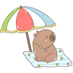 Kawaii Capibara Beach Summer