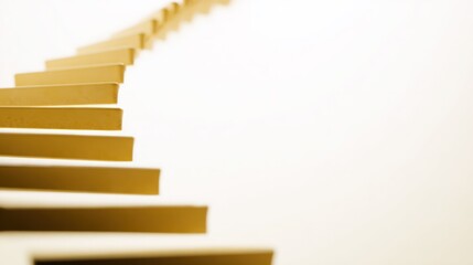 Obraz premium A soft-lit helical staircase rising upward, each step widening gradually in warm dawn glow.