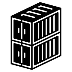 Two stacked containers isometric black fill icon