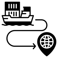 Shipping route black fill icon