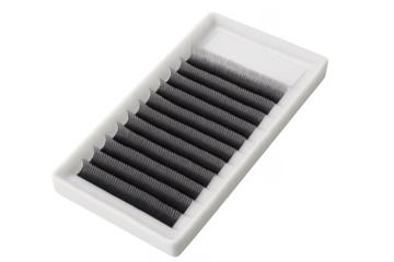 Eyelash extensions set in tray for beauty treatment