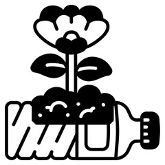 Eco Bottle and Plant black fill icon
