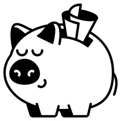 Broken Piggy Bank black fill icon