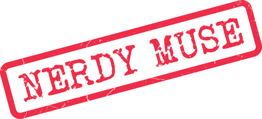 Distinctive Nerdy Muse grunge rubber stamp impression for inspiring creative and intellectual pursuits