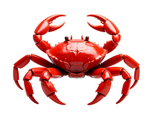 Vibrant Red Crab Figurine on White Background