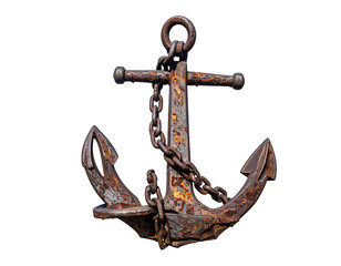 Rusty Anchor with Thick Chains and Pointed Flukes