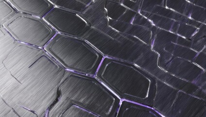Fototapeta premium Abstract metallic surface, hexagonal pattern with brushed texture