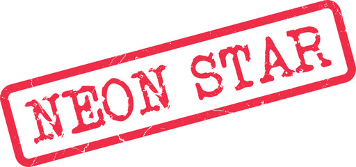 Promotional red distressed rubber stamp featuring the prominent phrase Neon Star for branding elements