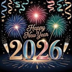 Happy New Year 2026 celebration background. New Year  Celebration.