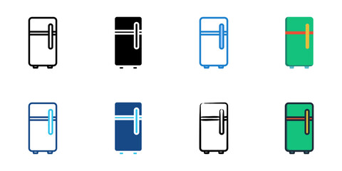 Refrigerator icon set multiple style vector collection. Editable Stroke 
