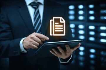 Paperwork, database, and server performance monitored in enterprise office ready to publish updates