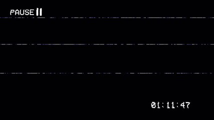 4K VHS video tape pause screen overlay with static distortion, analog noise, and timestamp, black background visual effect loop 4k video animation seamless loop - Powered by Adobe