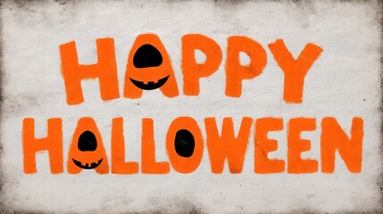 Spooky Halloween Artwork with Orange Text and Black Decorations