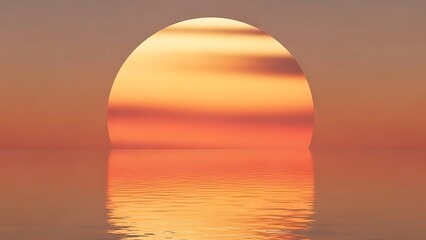 Vibrant orange and red sky gradient over the endless peaceful sea.