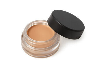 Cream makeup concealer in glass jar with lid