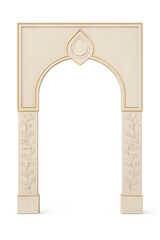 Fototapeta premium Cream Archway with Gold Accents and Leaf Carvings on Pillars graphic design isolated on a transparent background