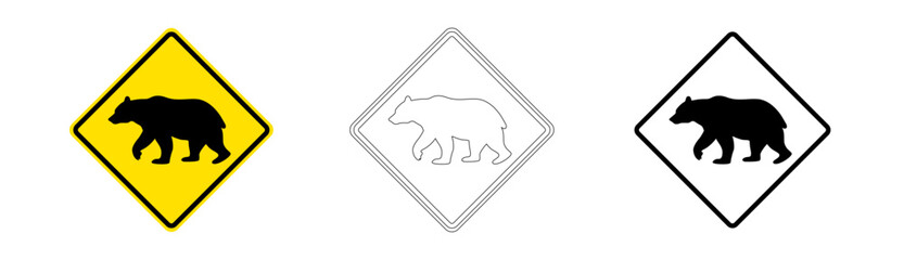 Bear crossing traffic sign in vector format