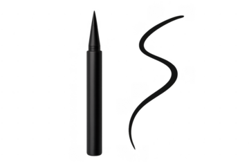 Black liquid eyeliner pen with swatch line