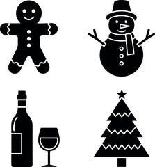Festive Christmas and Winter Holiday Silhouette Icons Collection