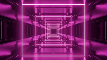 Infinite Pink Neon Tunnel Light Effect Abstract Design